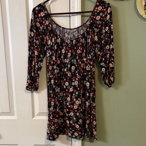 American Rag Black Floral Long Sleeve Dress